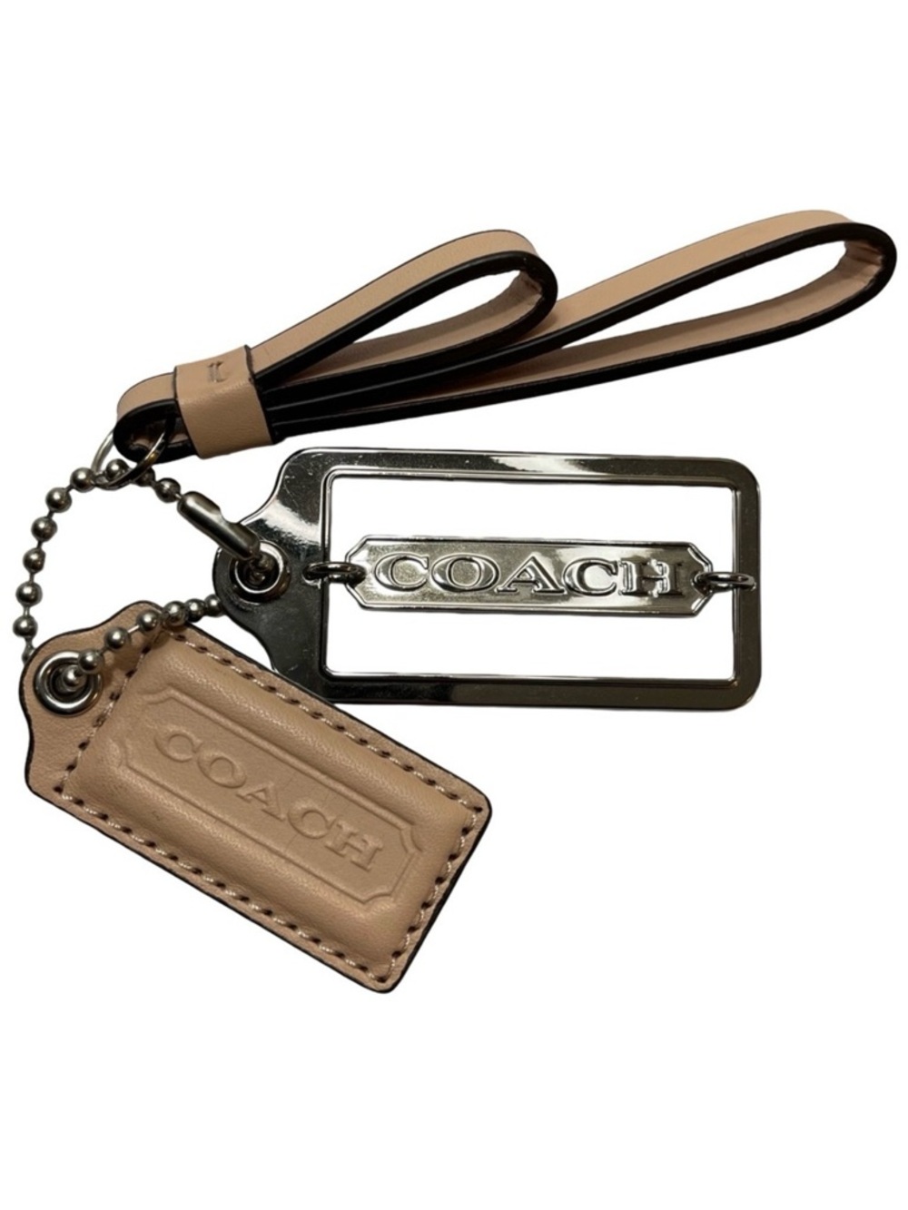 Coach Tan and Silver Keychain / Hang Tags